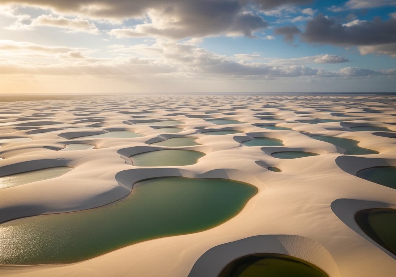 Águas cristalinas do Lago de Santo Amaro no Circuito América dos Lençóis Maranhenses