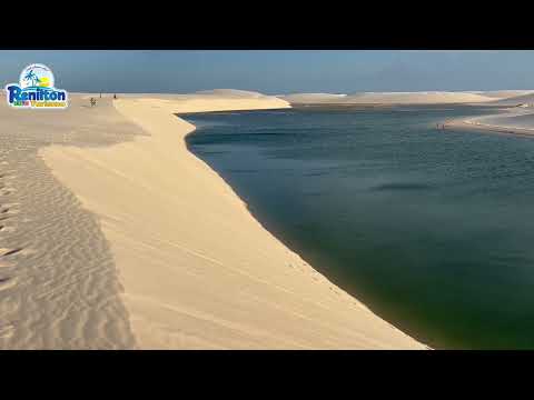 Voo de drone sobre as dunas e lagoas dos Lençóis Maranhenses